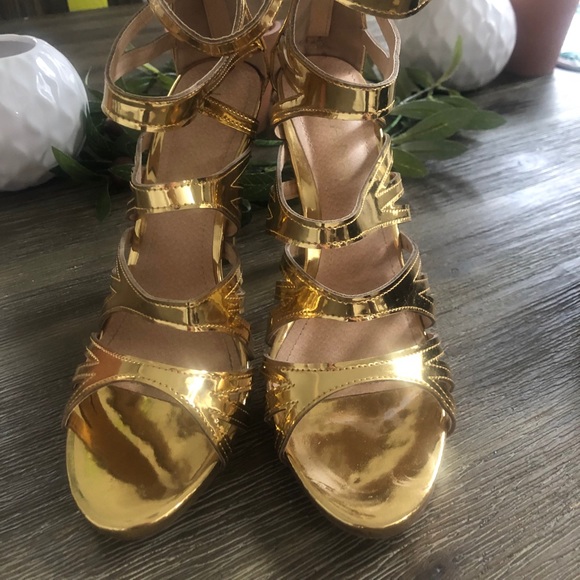 Gold Caged Heels - Picture 2 of 4